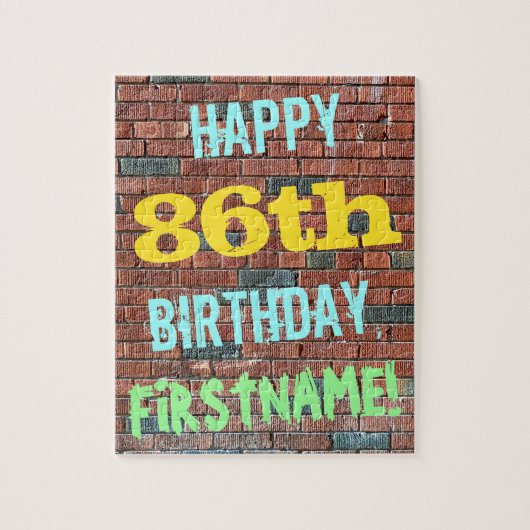 Brick Wall Graffiti geïnspireerd op 86e verjaardag Legpuzzel (Verticaal)