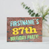 Brick Wall Graffiti geïnspireerd op 87e verjaardag Kaart (Staand voorkant)