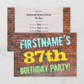 Brick Wall Graffiti geïnspireerd op 87e verjaardag Kaart (Voorkant / Achterkant)