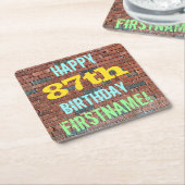 Brick Wall Graffiti geïnspireerd op 87e verjaardag Kartonnen Onderzetters (Schuin)