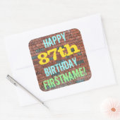 Brick Wall Graffiti geïnspireerd op 87e verjaardag Vierkante Sticker (Envelop)