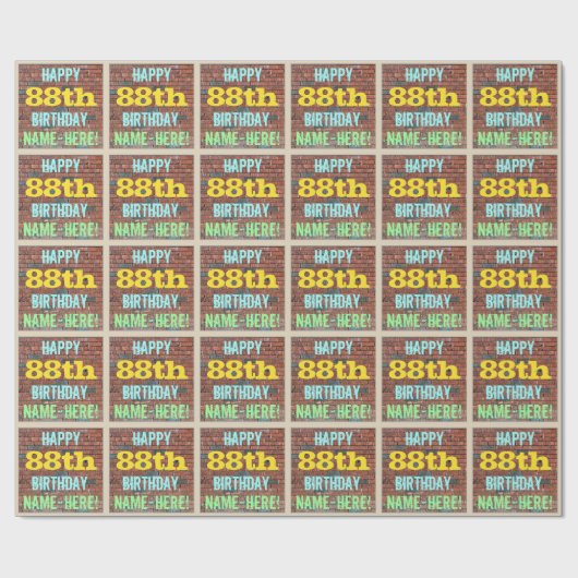 Brick Wall Graffiti geïnspireerd op 88ste verjaard Cadeaupapier (Vlak)