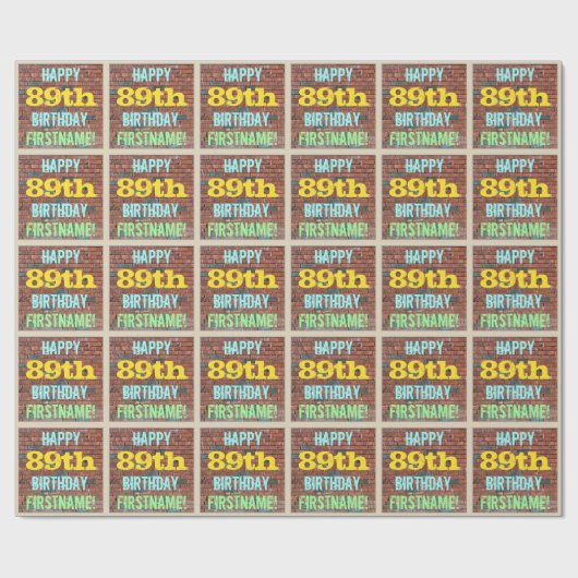Brick Wall Graffiti geïnspireerd op 89e verjaardag Cadeaupapier (Vlak)
