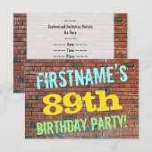 Brick Wall Graffiti geïnspireerd op 89e verjaardag Kaart (Voorkant / Achterkant)