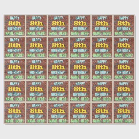 Brick Wall Graffiti geïnspireerd op 8e verjaardag  Cadeaupapier (Vlak)