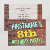 Brick Wall Graffiti geïnspireerd op 8e verjaardag  Kaart (Voorkant / Achterkant)