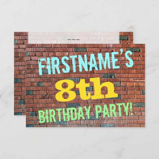 Brick Wall Graffiti geïnspireerd op 8e verjaardag  Kaart (Voorkant / Achterkant)