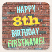 Brick Wall Graffiti geïnspireerd op 8e verjaardag  Kartonnen Onderzetters (Voorkant)