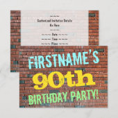 Brick Wall Graffiti geïnspireerd op 90e verjaardag Kaart (Voorkant / Achterkant)