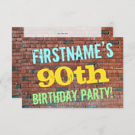 Brick Wall Graffiti geïnspireerd op 90e verjaardag Kaart (Voorkant / Achterkant)