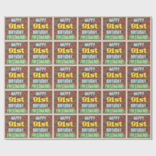 Brick Wall Graffiti geïnspireerd op 91ste verjaard Cadeaupapier