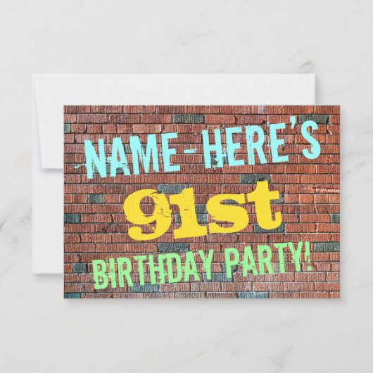 Brick Wall Graffiti geïnspireerd op 91ste verjaard Kaart (Voorkant)