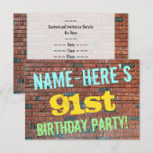 Brick Wall Graffiti geïnspireerd op 91ste verjaard Kaart (Voorkant / Achterkant)