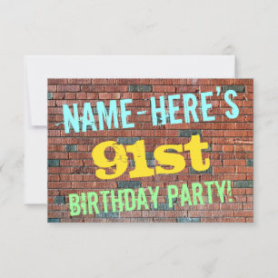 Brick Wall Graffiti geïnspireerd op 91ste verjaard Kaart