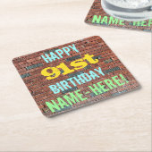 Brick Wall Graffiti geïnspireerd op 91ste verjaard Kartonnen Onderzetters (Schuin)