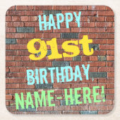 Brick Wall Graffiti geïnspireerd op 91ste verjaard Kartonnen Onderzetters (Voorkant)