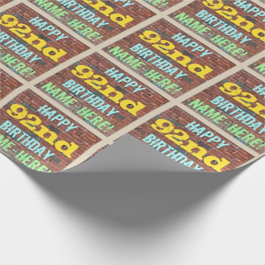 Brick Wall Graffiti geïnspireerd op 92e verjaardag Cadeaupapier (Hoek)