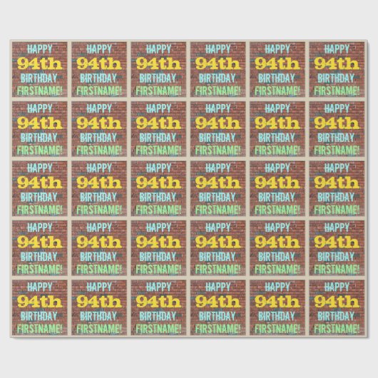 Brick Wall Graffiti geïnspireerd op 94e verjaardag Cadeaupapier (Vlak)