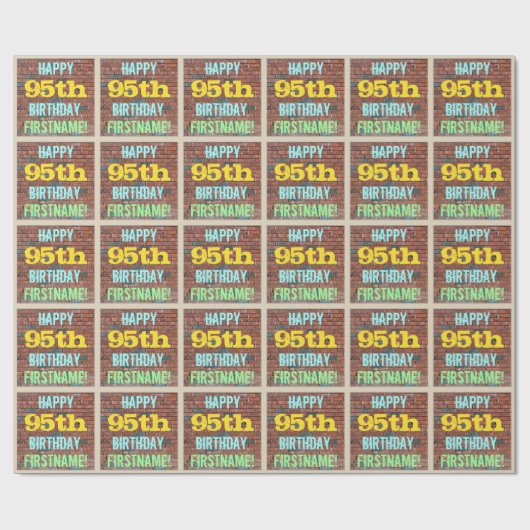 Brick Wall Graffiti geïnspireerd op 95e verjaardag Cadeaupapier (Vlak)