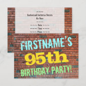 Brick Wall Graffiti geïnspireerd op 95e verjaardag Kaart (Voorkant / Achterkant)