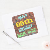 Brick Wall Graffiti geïnspireerd op 95e verjaardag Vierkante Sticker (Envelop)