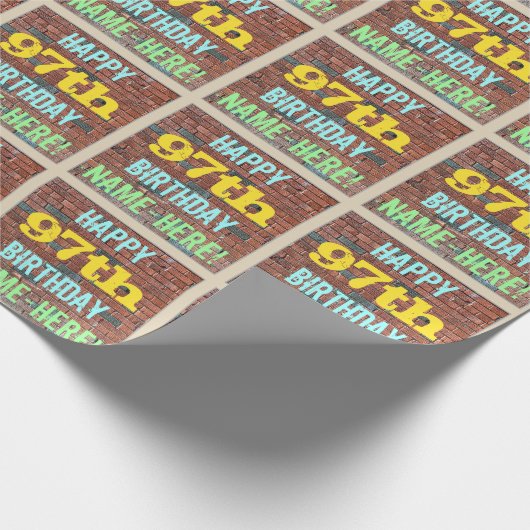 Brick Wall Graffiti geïnspireerd op 97e verjaardag Cadeaupapier (Hoek)