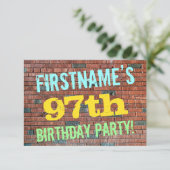 Brick Wall Graffiti geïnspireerd op 97e verjaardag Kaart (Staand voorkant)