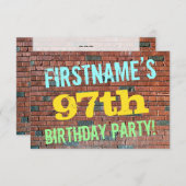 Brick Wall Graffiti geïnspireerd op 97e verjaardag Kaart (Voorkant / Achterkant)