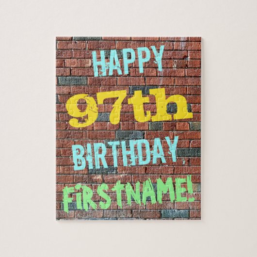 Brick Wall Graffiti geïnspireerd op 97e verjaardag Legpuzzel (Verticaal)