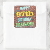 Brick Wall Graffiti geïnspireerd op 97e verjaardag Vierkante Sticker (Tas)