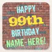 Brick Wall Graffiti geïnspireerd op 99e verjaardag Kartonnen Onderzetters (Voorkant)