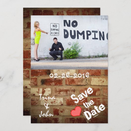  Brick Wall Graffiti Love Save the Dates Save The Date (Voorkant / Achterkant)