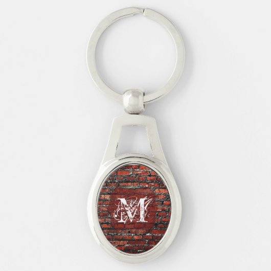 Brick Wall Grunge Shabby Chic Monogram Sleutelhang Sleutelhanger (Voorkant)