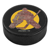 Brick Wall Hockey Goalie Hockey Puck (3/4)