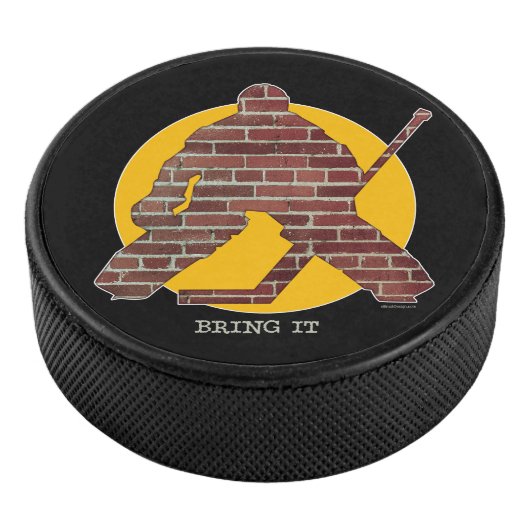Brick Wall Hockey Goalie Hockey Puck (3/4)