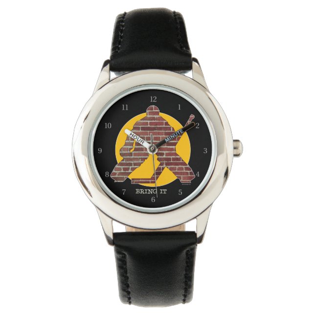 Brick Wall Hockey Goalie Horloge (Voorkant)
