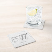 Brick Wall Kalligrafie Script Monogram Bruiloft Kartonnen Onderzetters (Insitu)