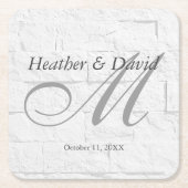 Brick Wall Kalligrafie Script Monogram Bruiloft Kartonnen Onderzetters (Voorkant)