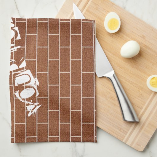 Brick Wall Keuken Handdoek met aangepaste tekst (Quarter Fold)