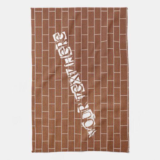 Brick Wall Keuken Handdoek met aangepaste tekst (Verticaal)