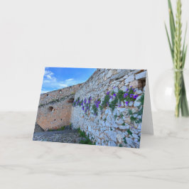 Brick Wall met paarse bloemen nafplion Griekenland Kaart
