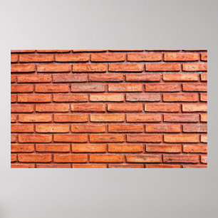 Brick wall oranje baksteen poster