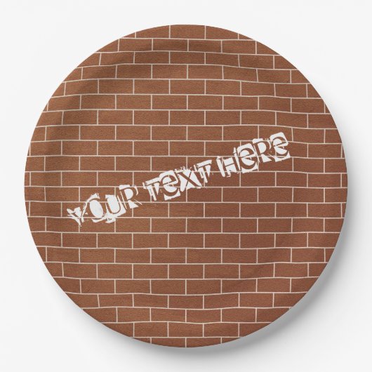 Brick Wall Paper Borden met aangepaste tekst Papieren Bordje (Voorkant)