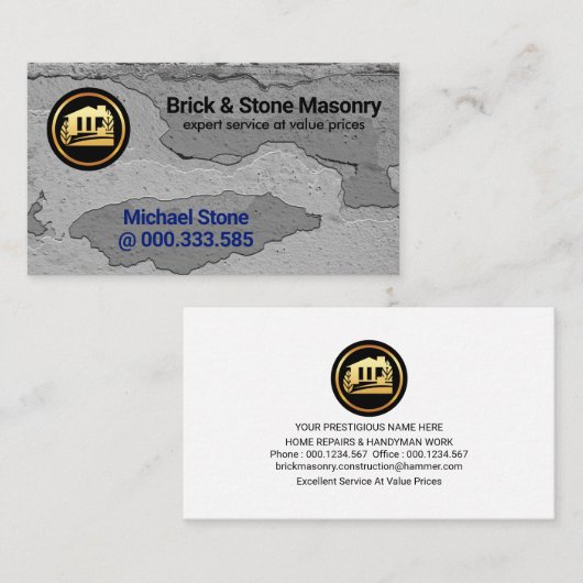 Brick Wall Peeling Gips Builder Visitekaartje (Voorkant / Achterkant)