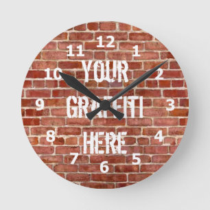 Brick Wall Personalized Graffiti Clock Ronde Klok
