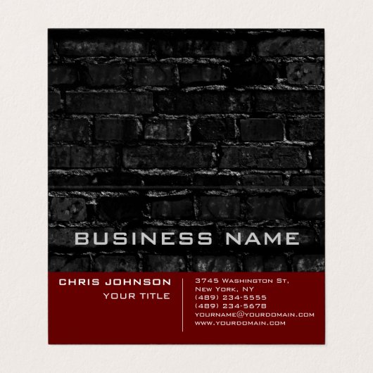 Brick Wall Rood Zwart Hedendaags Modern Visitekaartje (Buitenkant ongevouwen)