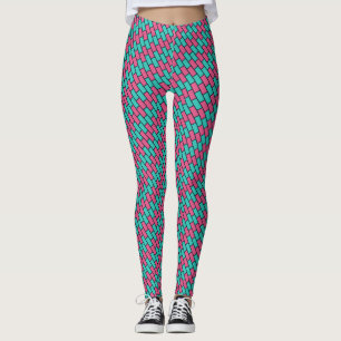 Brick Wall Roze Navy Minimale Patroon Leggings
