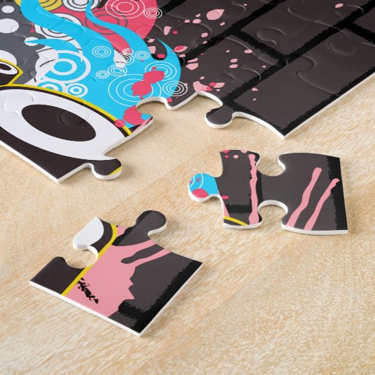 Brick Wall Schaats graffiti Logo met bordje Legpuzzel (Zijkant)