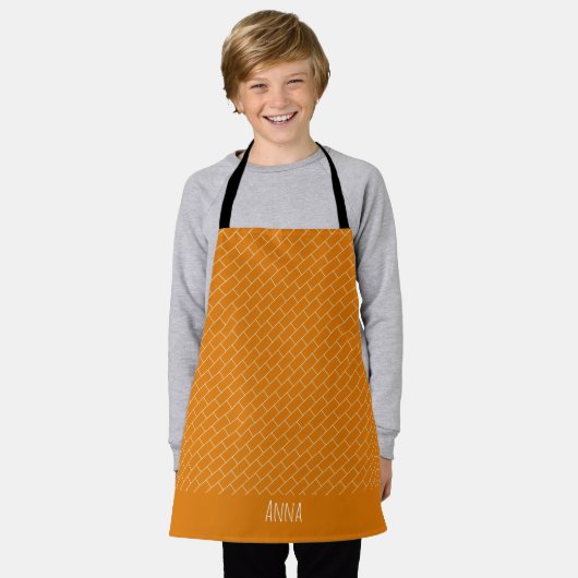 Brick Wall Sinaasappel wit minimal patroon Schort (Gedragen)