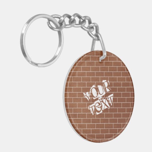 Brick Wall Sleutelhanger met aangepaste tekst (Voorkant Links)